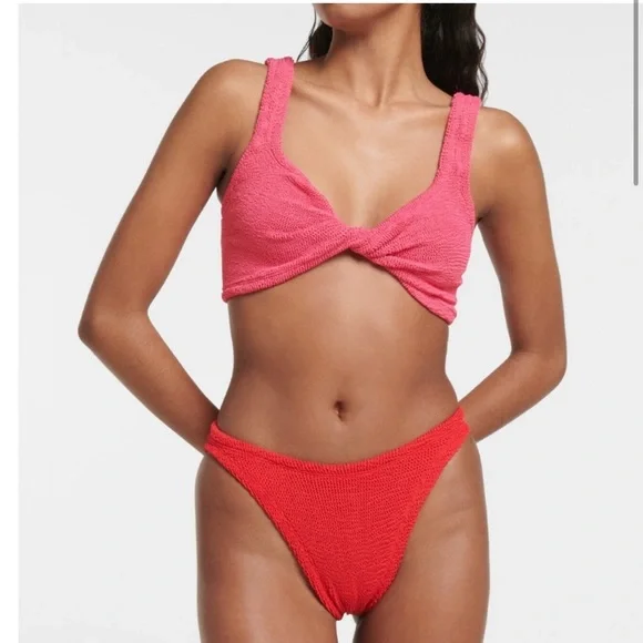 New Hunza g Juno twisted bikini set in hot pink/red one size - Picture 2 of 12